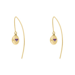 18ct Yellow Gold Blue John Heart Disc Drop Earrings