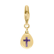 18ct Yellow Gold Blue John Pear Shaped Cross Clip Charm, G664.