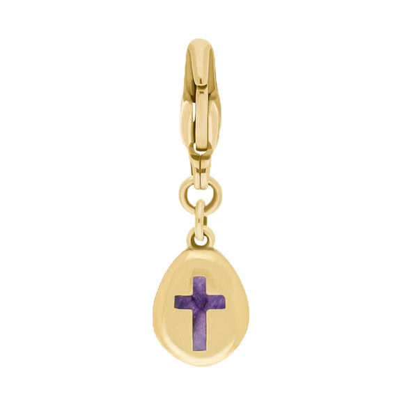 18ct Yellow Gold Blue John Pear Shaped Cross Clip Charm, G664.