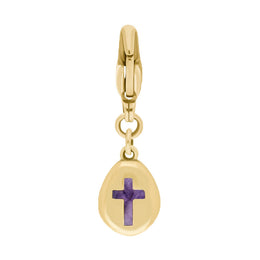 18ct Yellow Gold Blue John Pear Shaped Cross Clip Charm, G664.