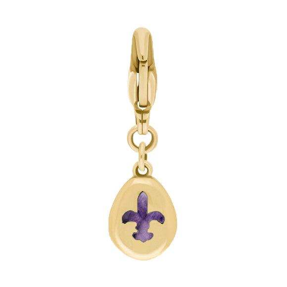 18ct Yellow Gold Blue John Pear Shaped Fleur De Lis Clip Charm, G663.