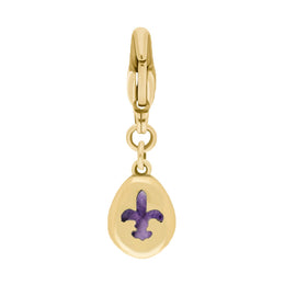 18ct Yellow Gold Blue John Pear Shaped Fleur De Lis Clip Charm, G663.