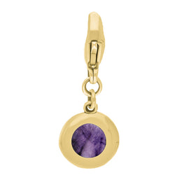 18ct Yellow Gold Blue John Round Shaped Heart Clip Charm, G665.