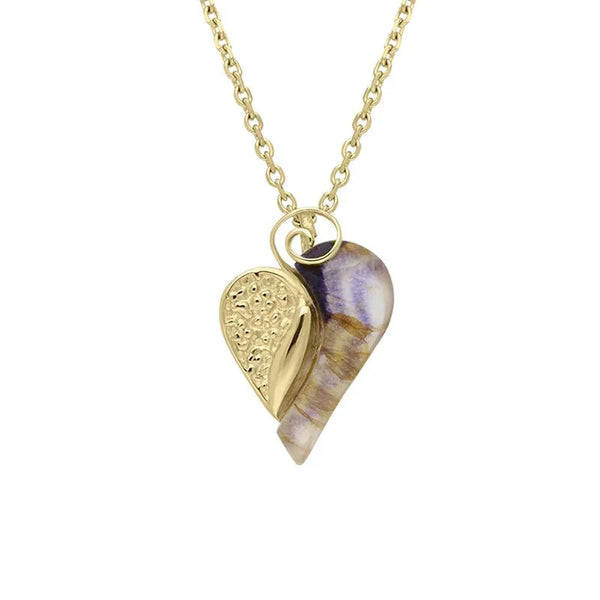 18ct Yellow Gold Blue John Swirl Heart Necklace P2483