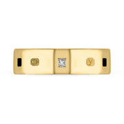 18ct Yellow Gold Diamond Jet King's Coronation Hallmark Princess Cut 6mm Ring R1199_6 CFH