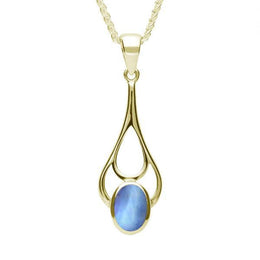 18ct Yellow Gold Moonstone Oval Spoon Necklace, P161.