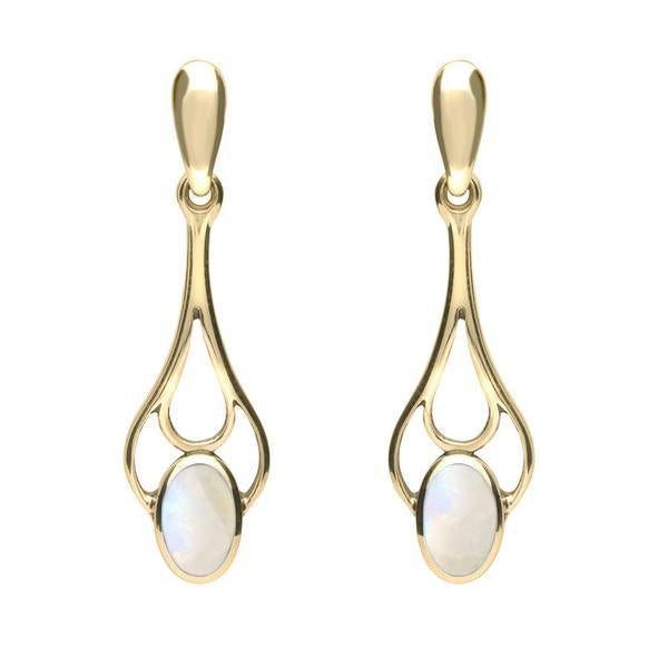 18ct Yellow Gold Opal Spoon Drop Earrings, E138.