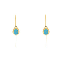 18ct Yellow Gold Turquoise Cross Disc Drop Earrings