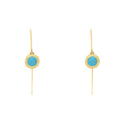 18ct Yellow Gold Turquoise Heart Disc Drop Earrings, E1372.