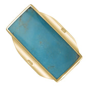 18ct Yellow Gold Turquoise King's Coronation Hallmark Large Oblong Ring R064 CFH