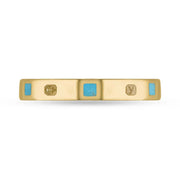 18ct Yellow Gold Turquoise King's Coronation Hallmark Princess Cut 3mm Ring  R1199_3