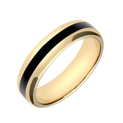 18ct Yellow Gold Whitby Jet 2mm Stone Inlaid Wedding Band Ring R624