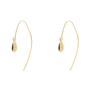 18ct Yellow Gold Whitby Jet Cross Disc Drop Earrings