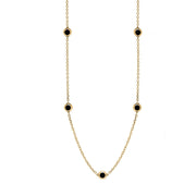 18ct Yellow Gold Whitby Jet Heart Link Disc Chain Necklace, N746.