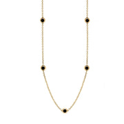 18ct Yellow Gold Whitby Jet Star Link Disc Chain Necklace, N744.