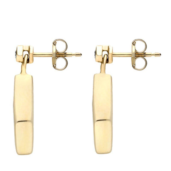 18ct Yellow Gold Blue John and Diamond Dinky Drop Earrings E647