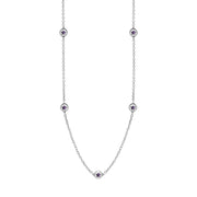 9ct White Gold Blue John Star Link Disc Chain Necklace