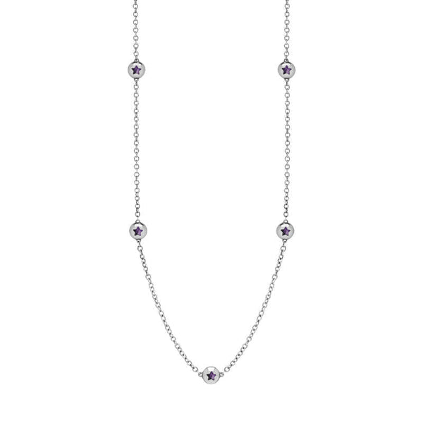 9ct White Gold Blue John Star Link Disc Chain Necklace