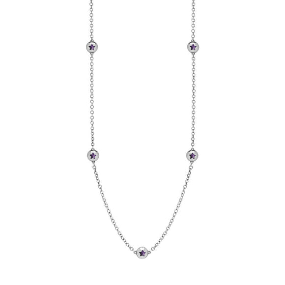 9ct White Gold Blue John Star Link Disc Chain Necklace