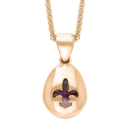 9ct Rose Gold Blue John Fleur De Lis Pear Shape Necklace, P3645.
