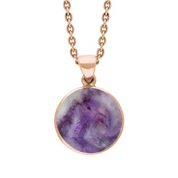 9ct Rose Gold Blue John Plain Round Necklace P1541