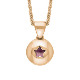 9ct Rose Gold Blue John Star Disc Necklace, P3644.