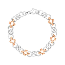 9ct Rose Gold Sterling Silver Celtic Knot Handmade Bracelet C0121BR