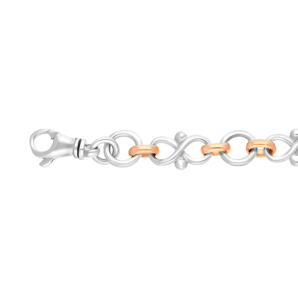 9ct Rose Gold Sterling Silver Infinity Link Handmade Bracelet