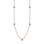 9ct Rose Gold Turquoise Cross Link Disc Chain Necklace