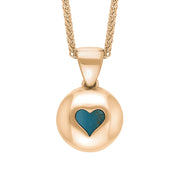 9ct Rose Gold Turquoise Heart Disc Necklace