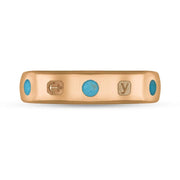 9ct Rose Gold Turquoise King's Coronation Hallmark 5mm Ring R1193_5 CFH