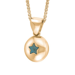 9ct Rose Gold Turquoise Star Disc Necklace