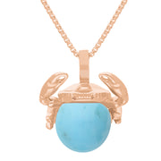 9ct Rose Gold Turquoise Zodiac Cancer 10mm Bead Pendant, P3625.