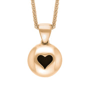 9ct Rose Gold Whitby Jet Heart Disc Necklace