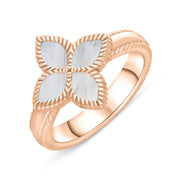 9ct Rose Gold WHITE MOP Bloom Marquise Flower Ring