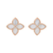 9ct Rose Gold WHITE MOP Bloom Marquise Flower Stud Earrings