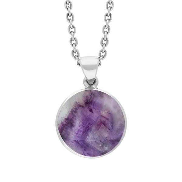 9ct White Gold Blue John Plain Round Necklace P1541