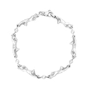 9ct White Gold Cat Handmade Bracelet C094BR