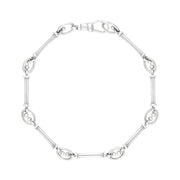 9ct White Gold Handmade Baton Link Bracelet C015BR