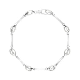 9ct White Gold Handmade Baton Link Bracelet C015BR