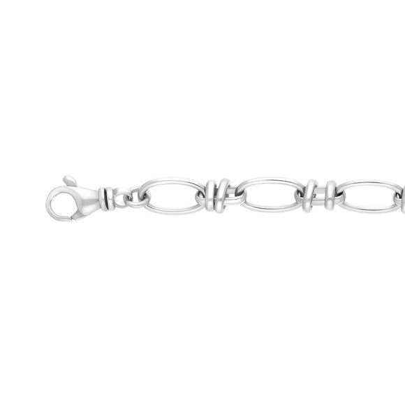 9ct White Gold Handmade Cable Chain Bracelet