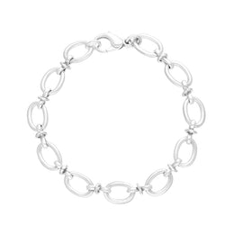 9ct White Gold Oval Link Handmade Bracelet C058BR