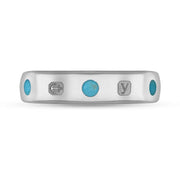9ct White Gold Turquoise King's Coronation Hallmark 5mm Ring R1193_5 CHF