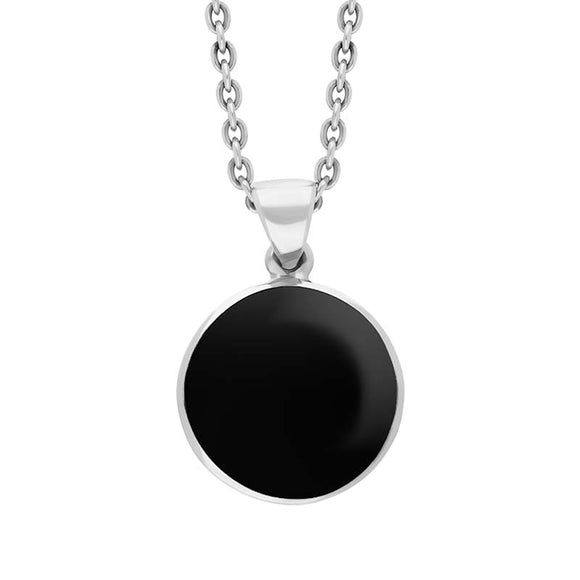 9ct White Gold Whitby Jet Plain Round Necklace P1541