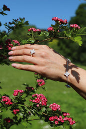 9ct White Gold White Mother of Pearl Eden Marquise Flower Bracelet