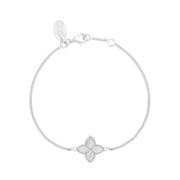 9ct White Gold WHITE MOP Bloom Marquise Flower Bracelet