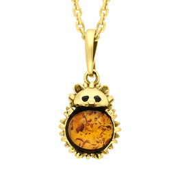 9ct Yellow Gold Amber Small Hedgehog Necklace P3495