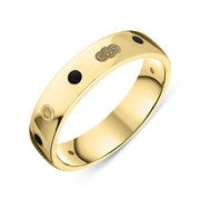 9ct Yellow Gold Whitby Jet King's Coronation Hallmark 5mm Ring R1193_5 CFH 
