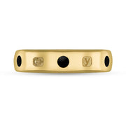 9ct Yellow Gold Whitby Jet King's Coronation Hallmark 5mm Ring R1193_5 CFH