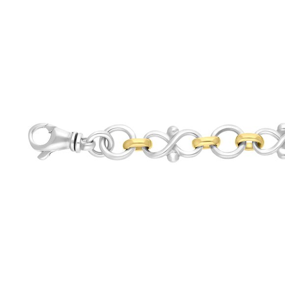 9ct Yellow Gold Sterling Silver Infinity Link Handmade Bracelet